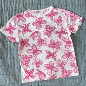Zara Pink and White Butterfly Print Short Sleeve Tee